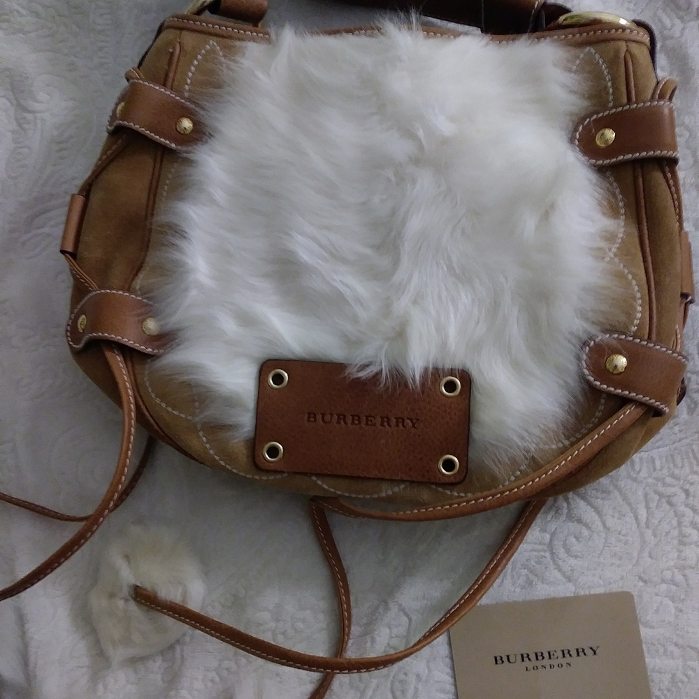 NWT Authentic Burberry Suede Hobo Bag